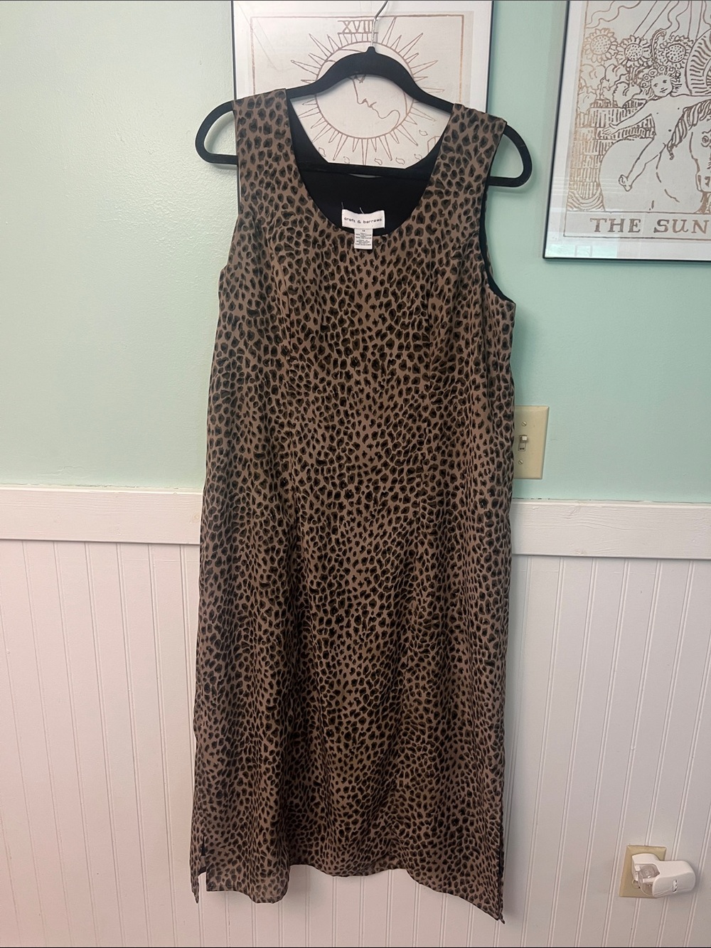 croft & barrow Brown and Black Leopard Print Sleeveless Shift Dress